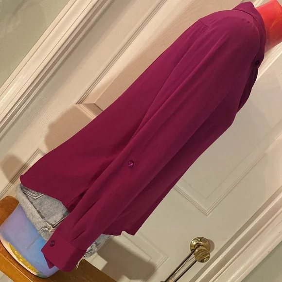 THE LIMITED Magenta Relaxed Long Sleeve Blouse NWT - Picture 13 of 14
